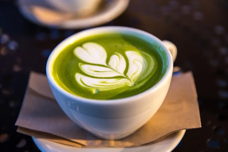Classic Matcha Latte with latte art